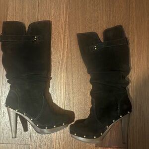 Steve Madden Black Heeled Boots with Slouchy Design